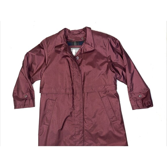Trench Coat Womens Fleet Street Removable Plaid Flannel Liner 8P Red Burgundy - Picture 3 of 14